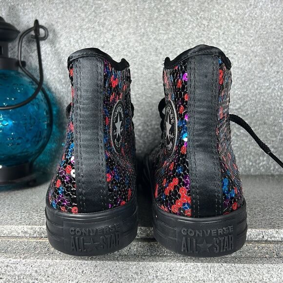 Converse CTAS HI Top Sequins BLACK/BLUE/CHERRY RED Sneakers Shoes Size 5 3.5 - Picture 3 of 10